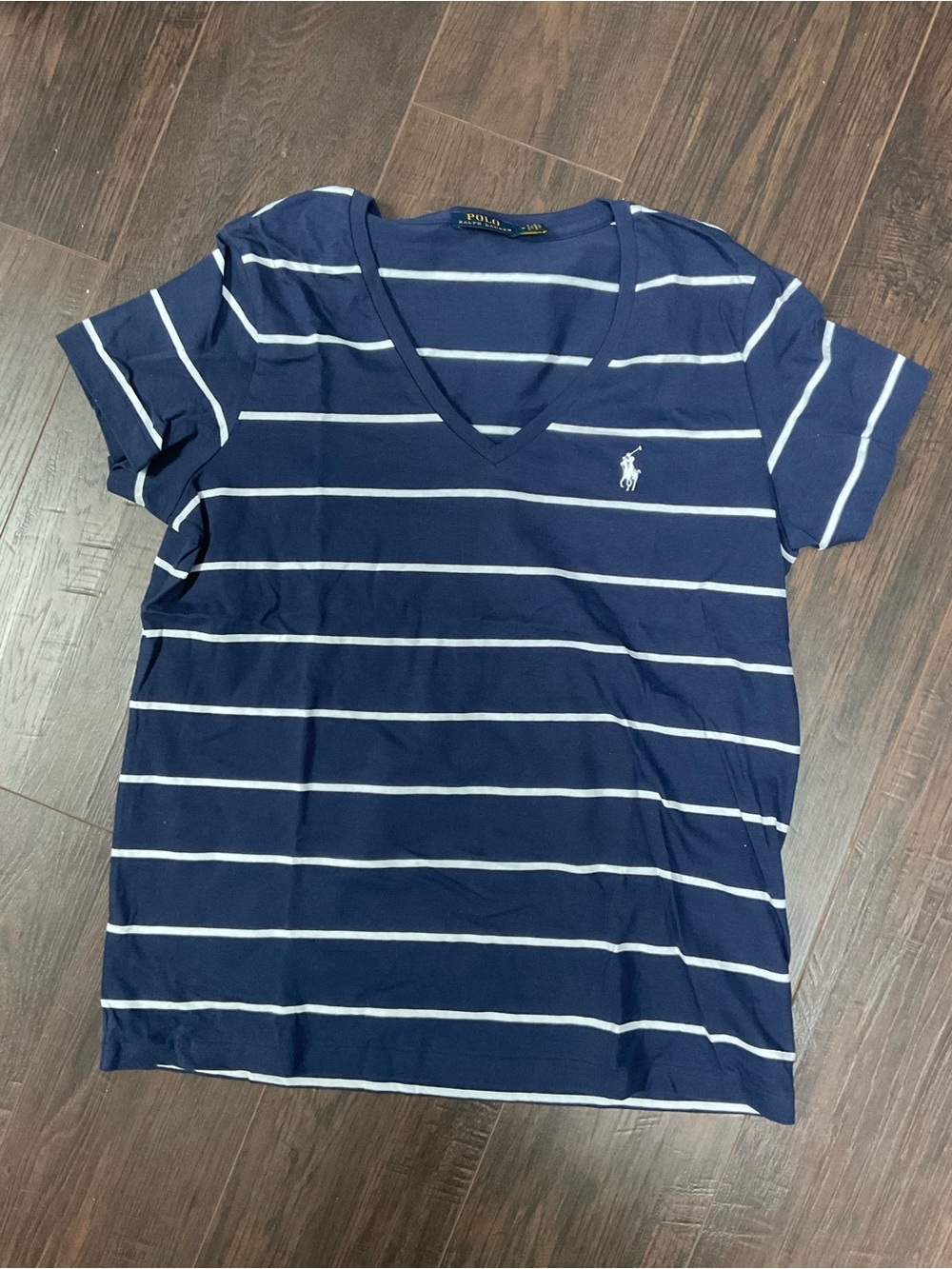 Polo by Ralph Lauren Navy Stripe V-Neck Tee